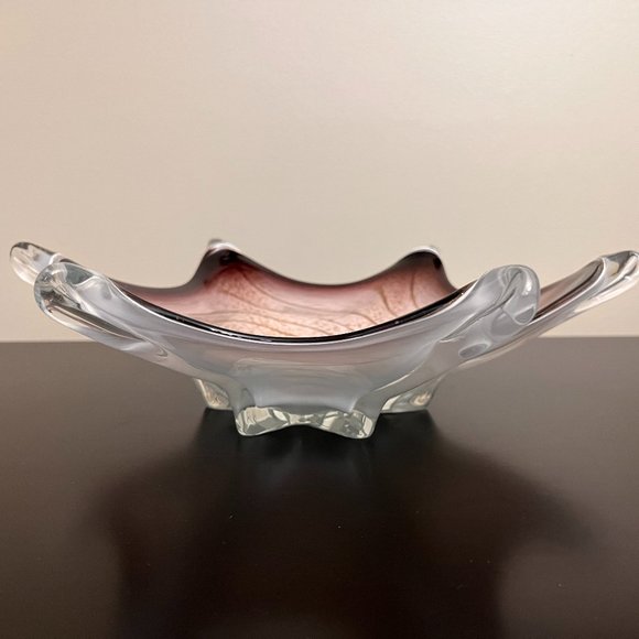 Vintage Murano Cased Glass 6 Point Starfish Bowl Plate Purple Gold Swirl 1960's - Picture 3 of 9